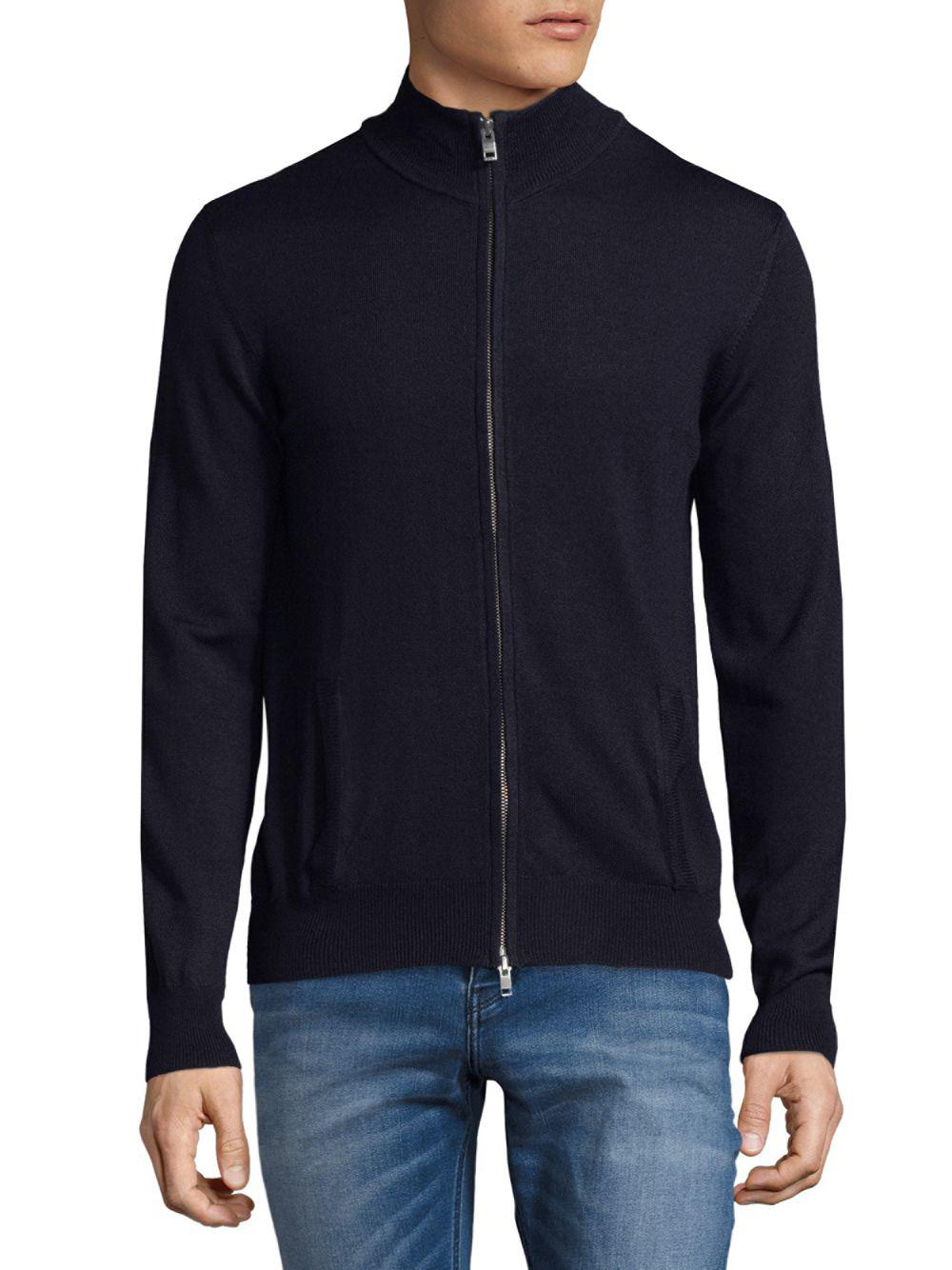 J.Lindeberg Merino Wool Zip-up Cardigan in Navy (Blue) for Men - Lyst