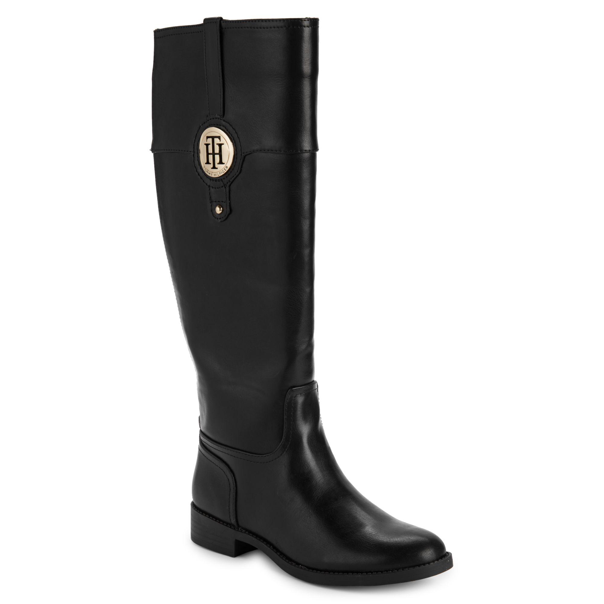 Tommy Synthetic Twivane Riding Boots in Black -