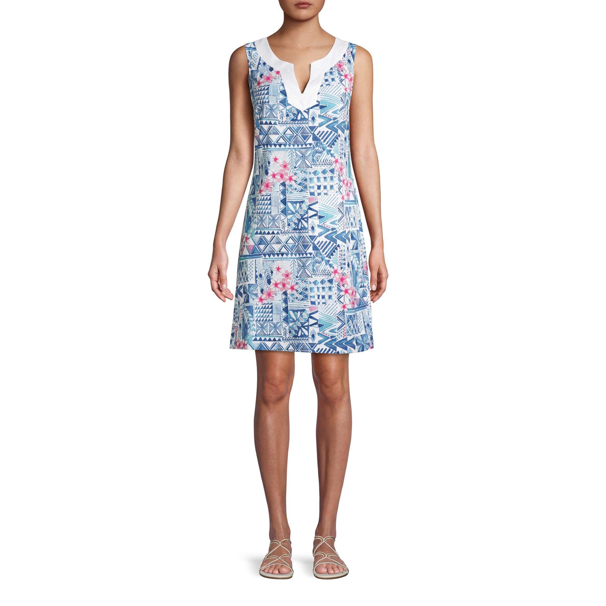 Tommy Bahama Mixed-print Cotton-blend Mini Dress in Blue - Lyst