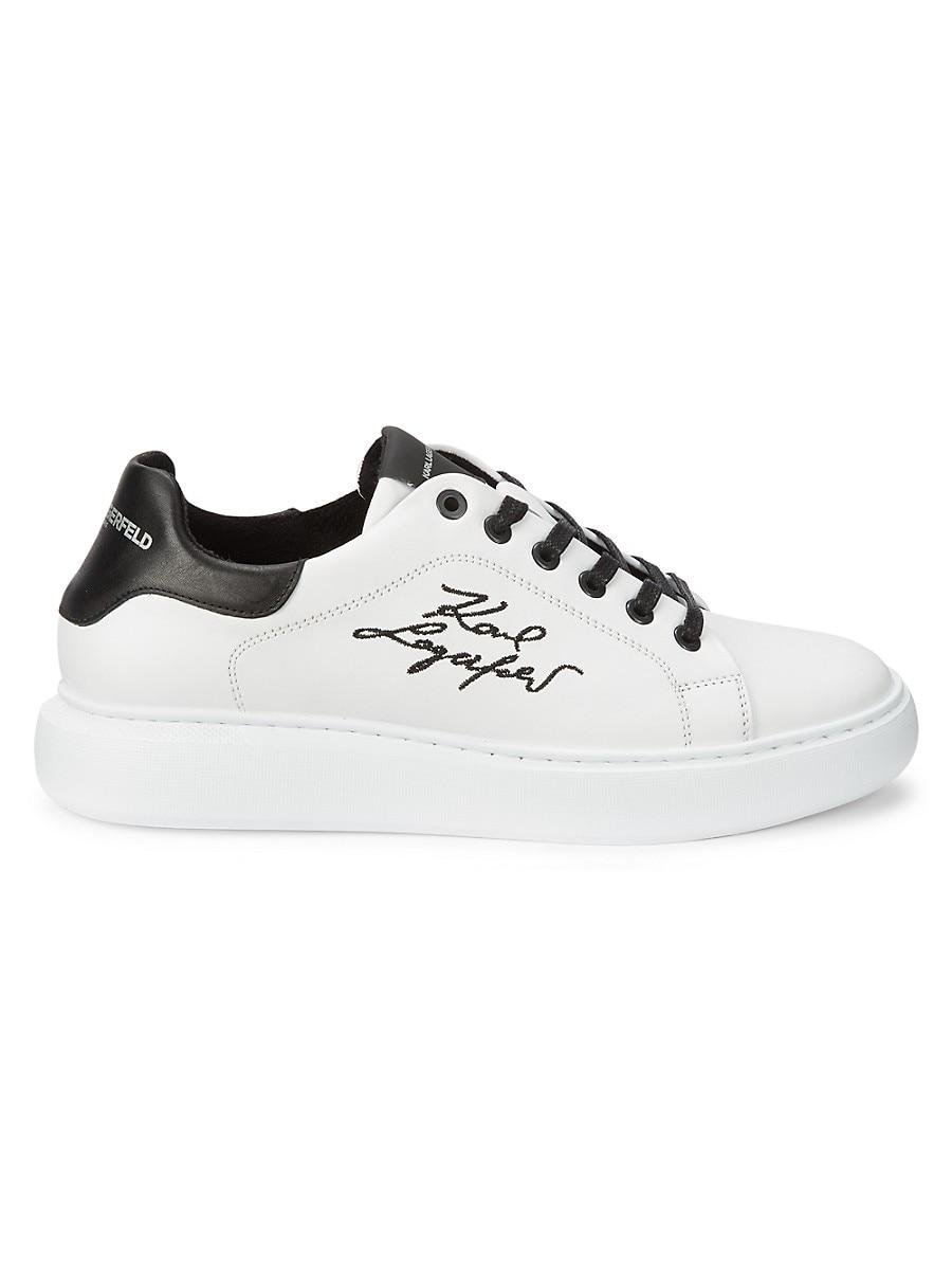 Karl Lagerfeld Signature Leather Sneakers in Black for Men | Lyst