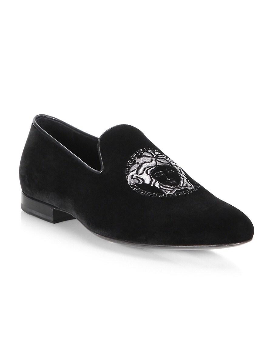 Versace Medusa Velvet Loafers in Black for Men | Lyst