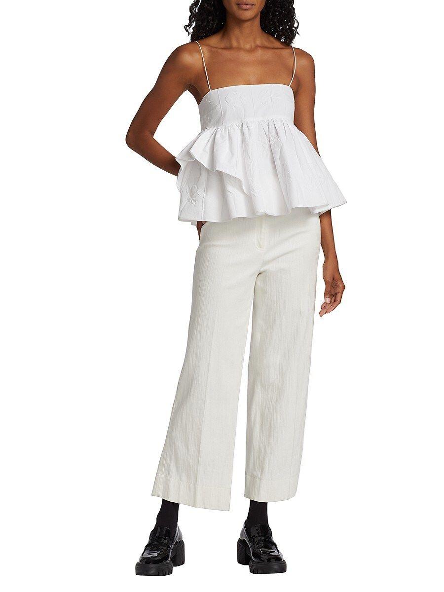 Cecilie Bahnsen Debora Peplum Top in White | Lyst