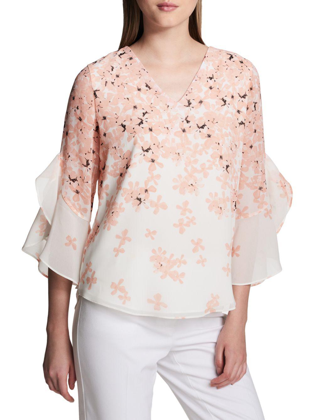 calvin klein floral blouse