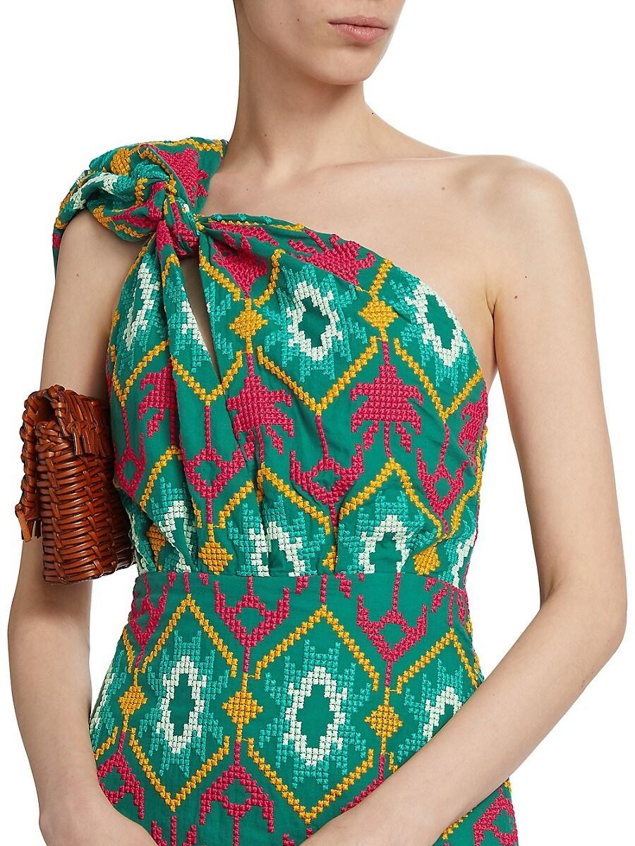 Johanna Ortiz Tropical Carisma One-Shoulder Midi Dress in