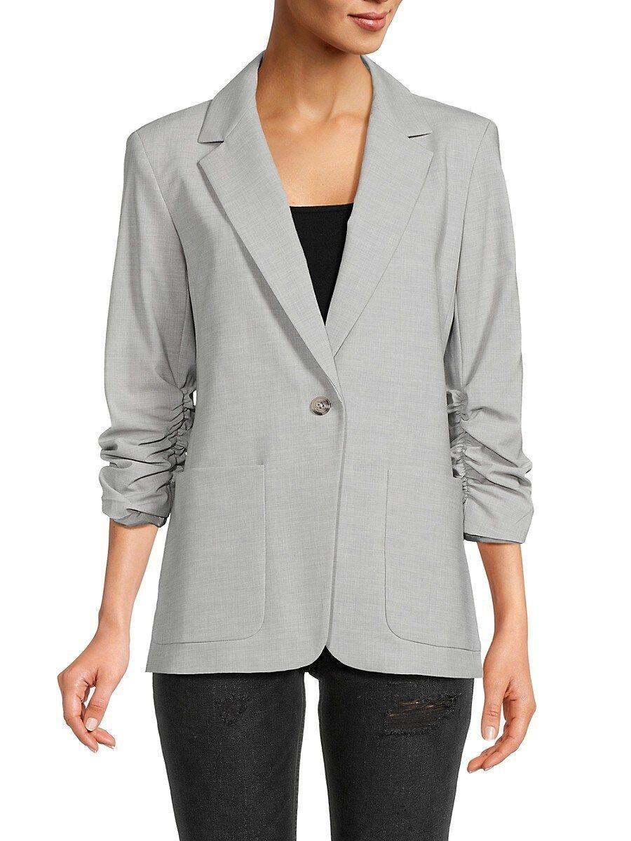 Cream ruched deals sleeve blazer