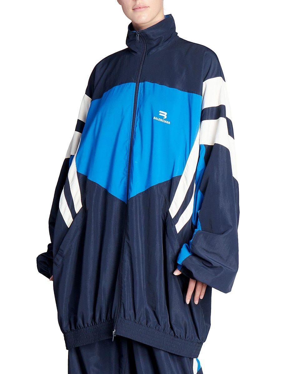 Balenciaga Oversized Track Jacket in Blue | Lyst