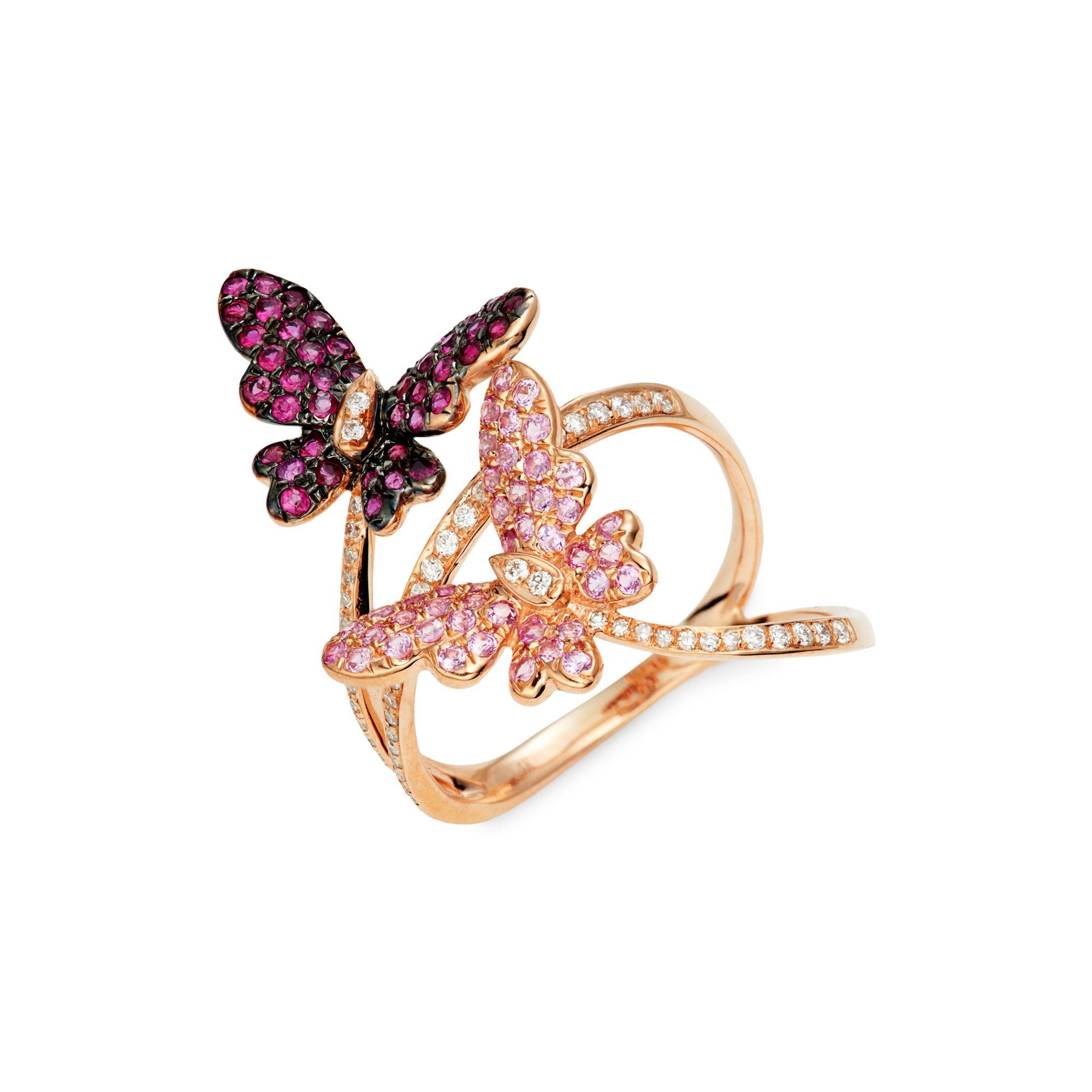 Rose Gold Butterfly & Flower 7-Pack Rings