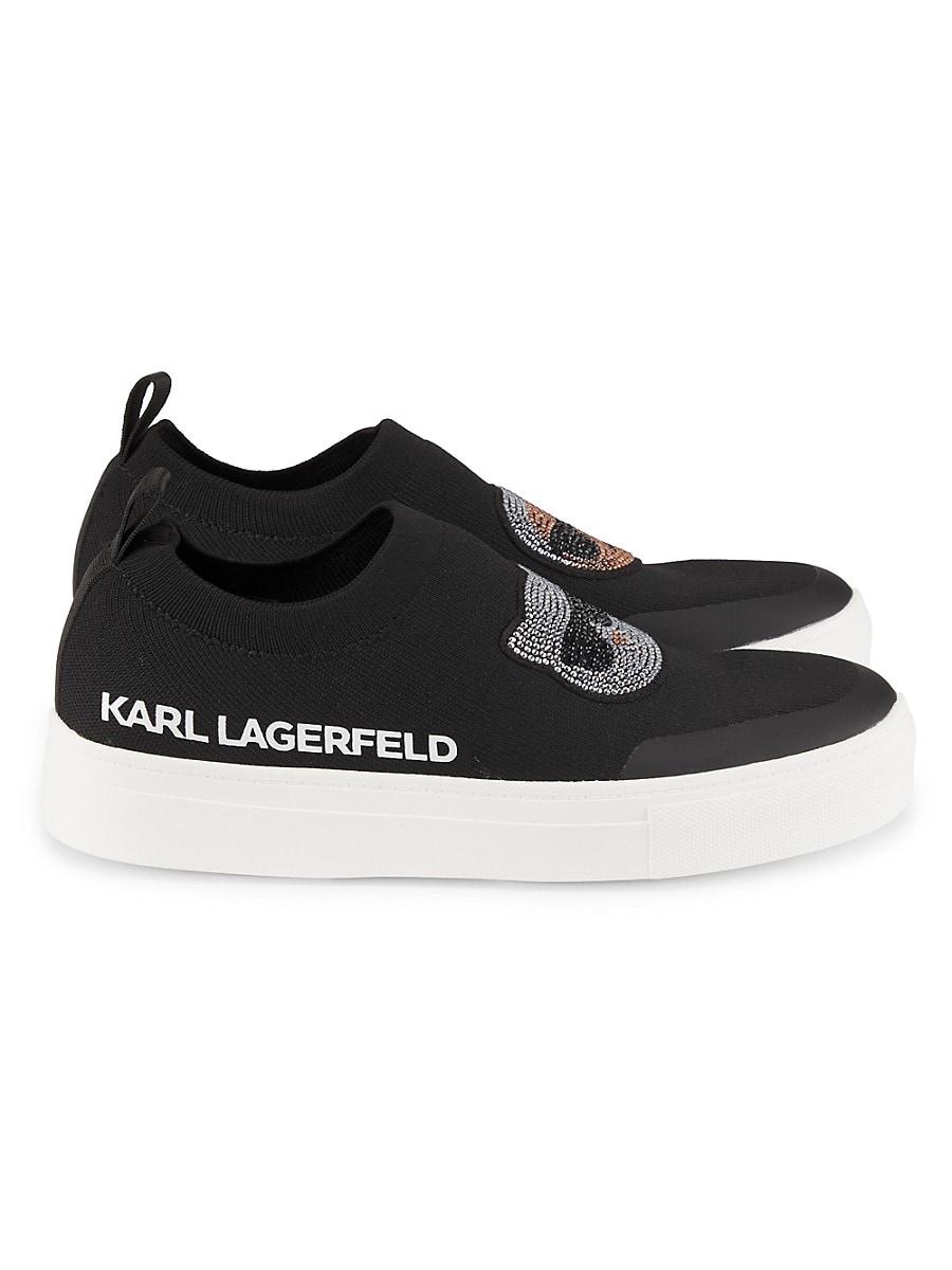 Karl Lagerfeld Clarke Low Top Embellished Slip On Shoes in Black