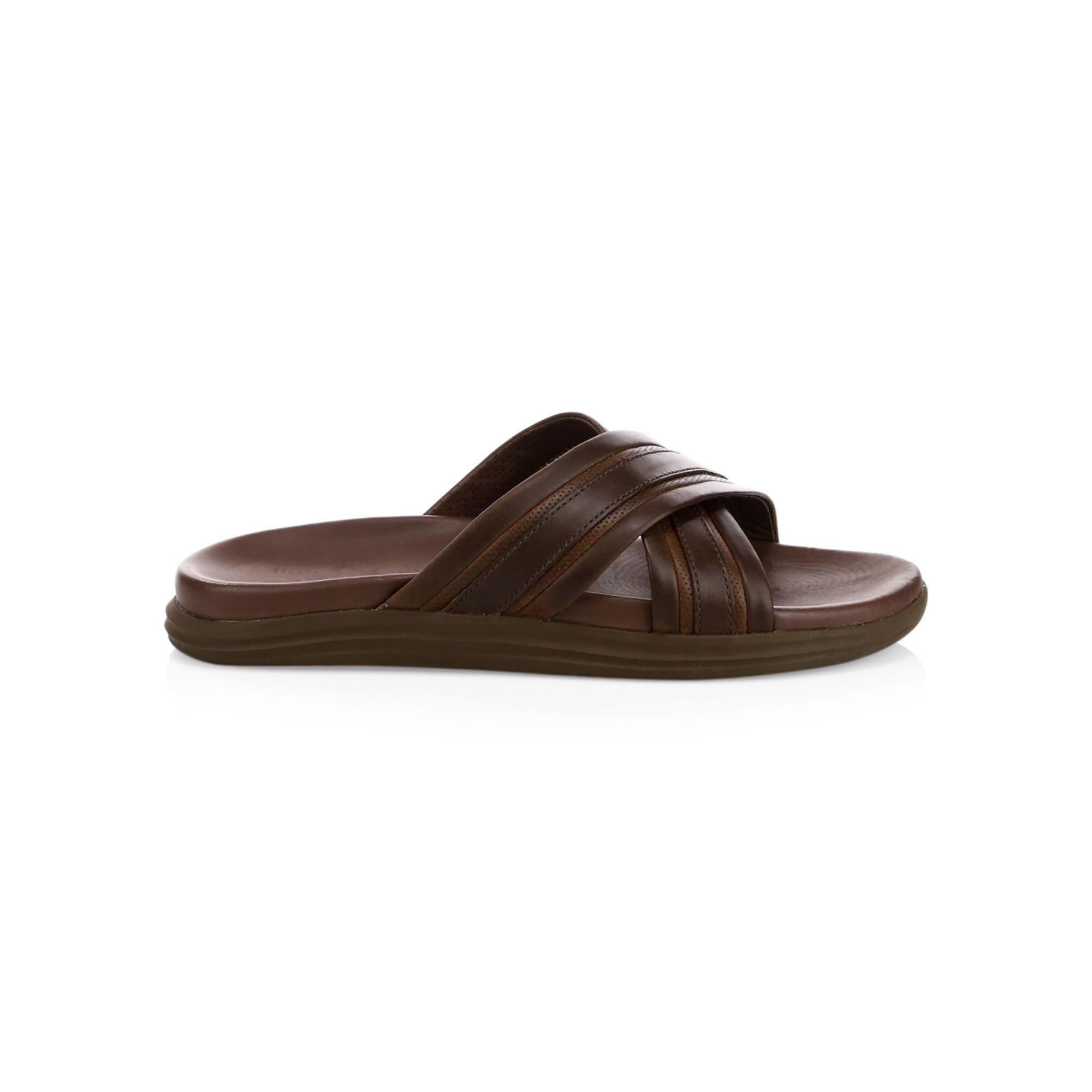 leather cross strap sandals