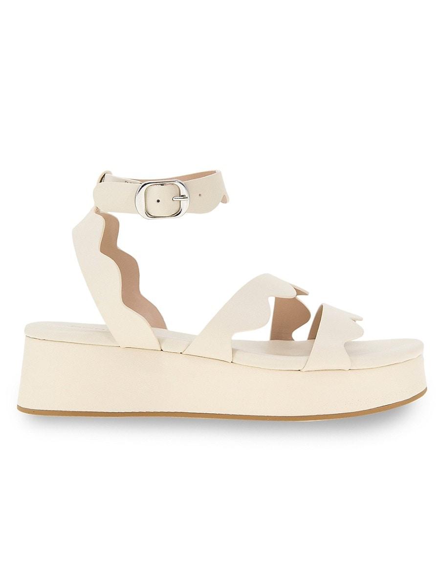 BCBGeneration Faye Scalloped Platform Sandals in Metallic Lyst