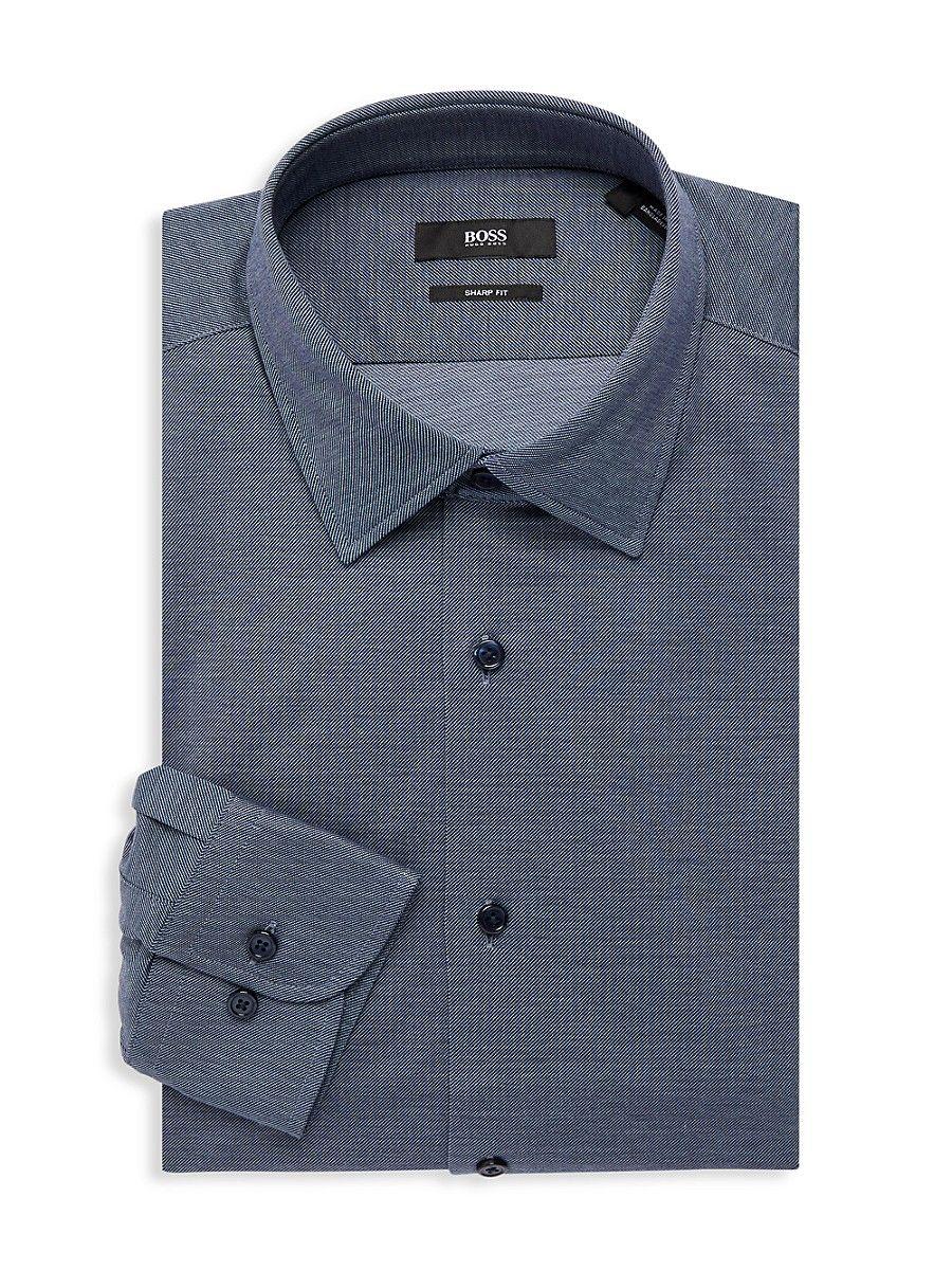 BOSS by HUGO BOSS Sharp Fit Twill Dress Shirt in Blue for Men | Lyst