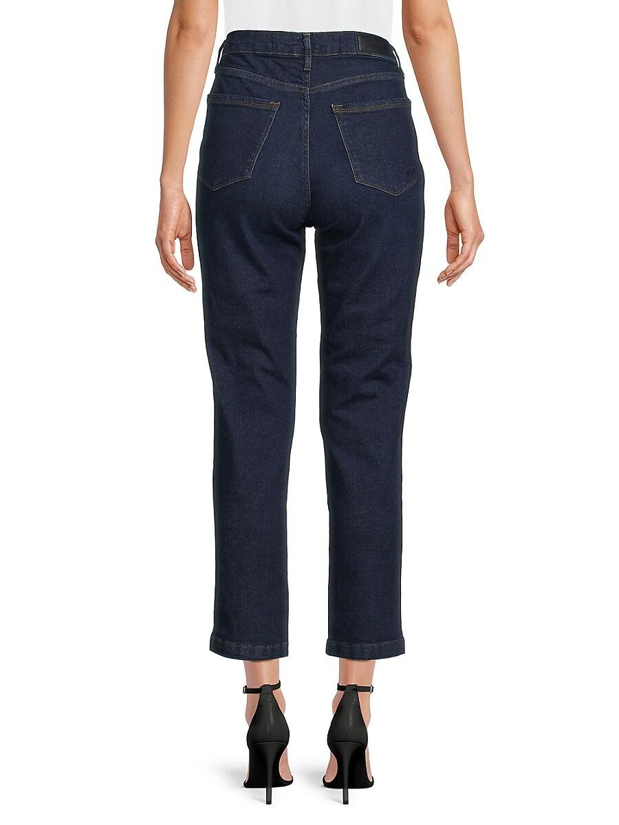 Karl Lagerfeld Straight Leg High Rise Cropped Jeans in Blue