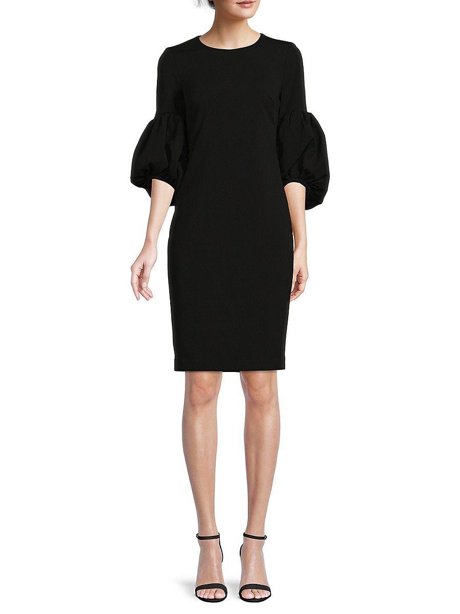Calvin Klein Puff Sleeve Sheath Dress in Black | Lyst