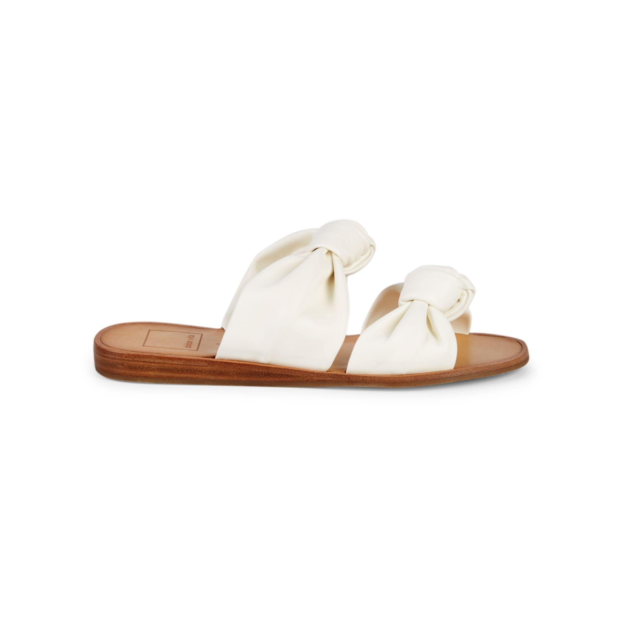 white slip on sandals