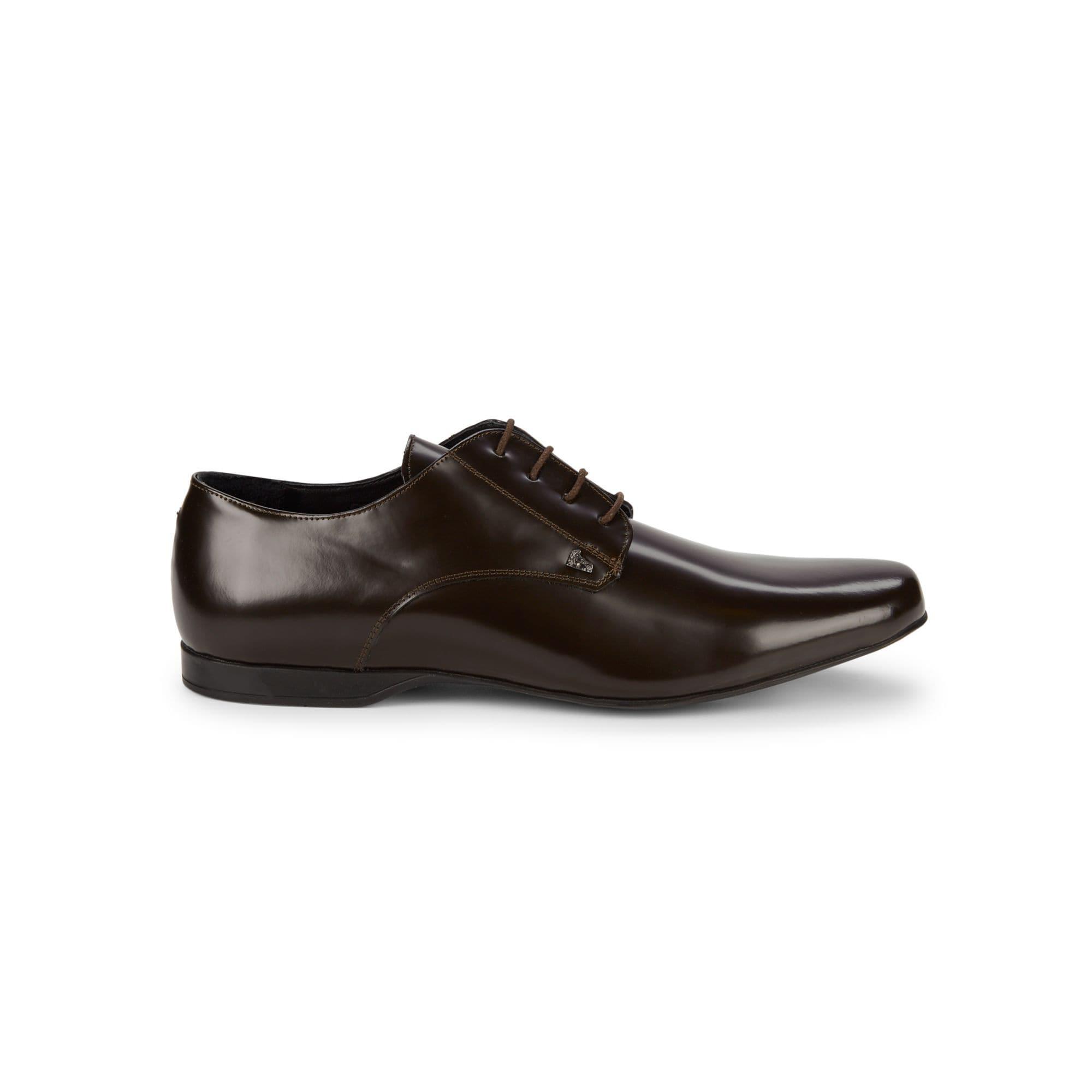 Versace Leather Polished Derby Shoes in 
