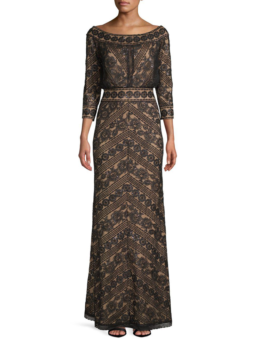 tadashi sequin lace gown
