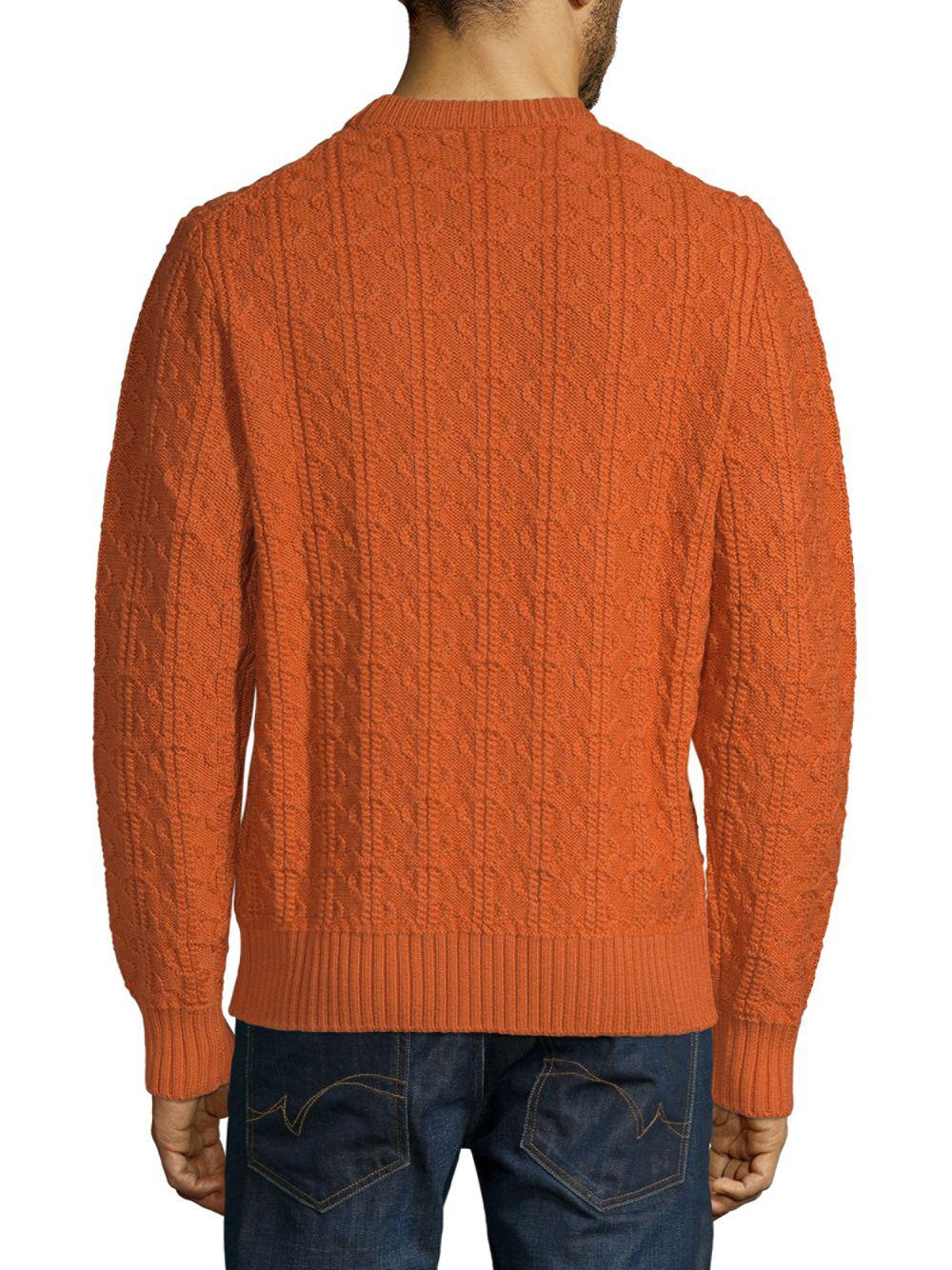 Brioni Cable-knit Wool Sweater in Orange for Men - Lyst