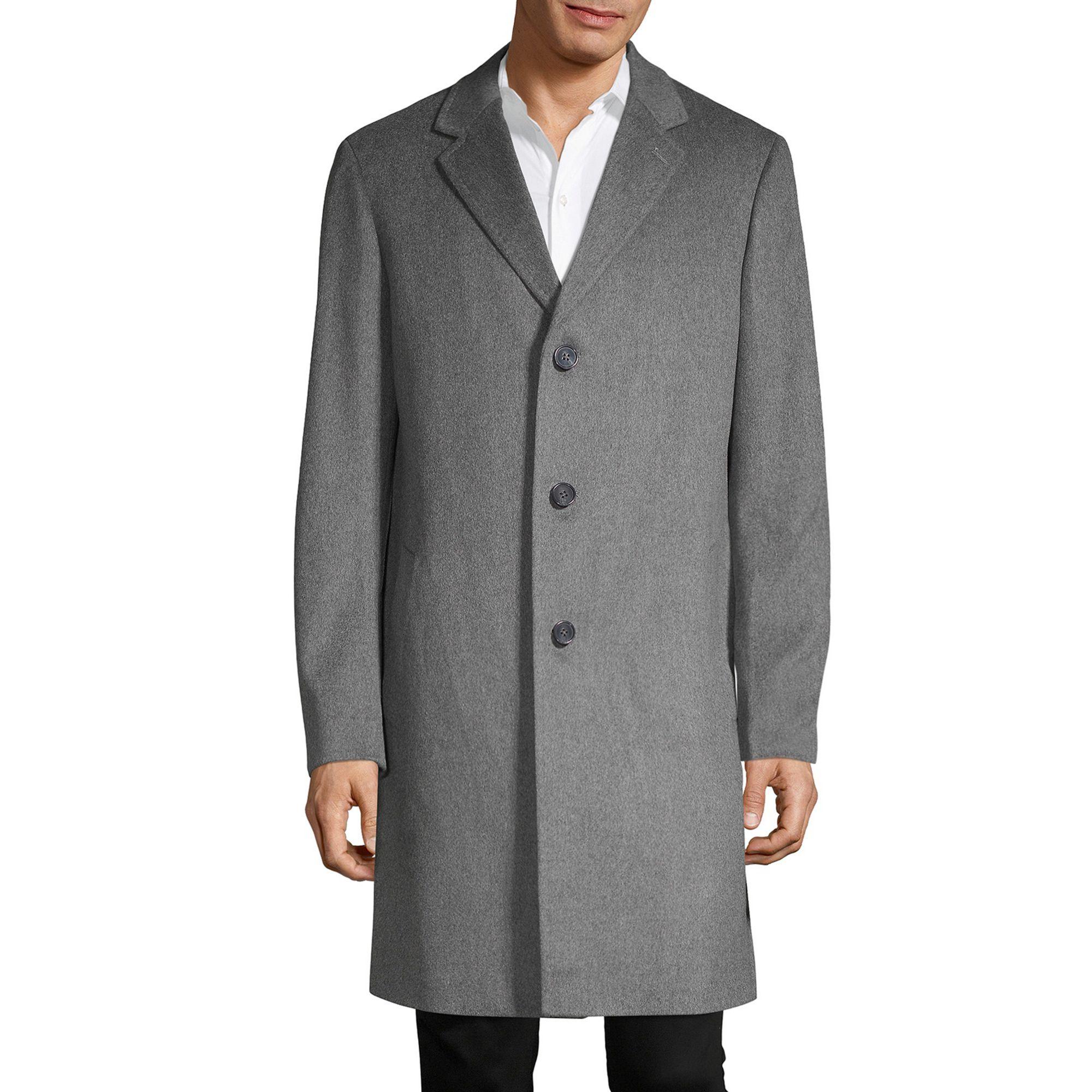 Saks Fifth Avenue Long Wool Coat in Navy (Blue) for Men Lyst
