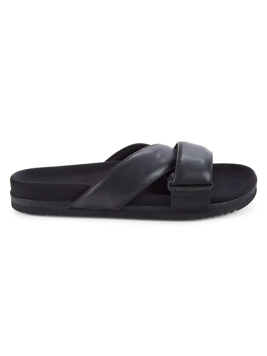 Roam Faux Leather Crossover Slides in Black | Lyst UK