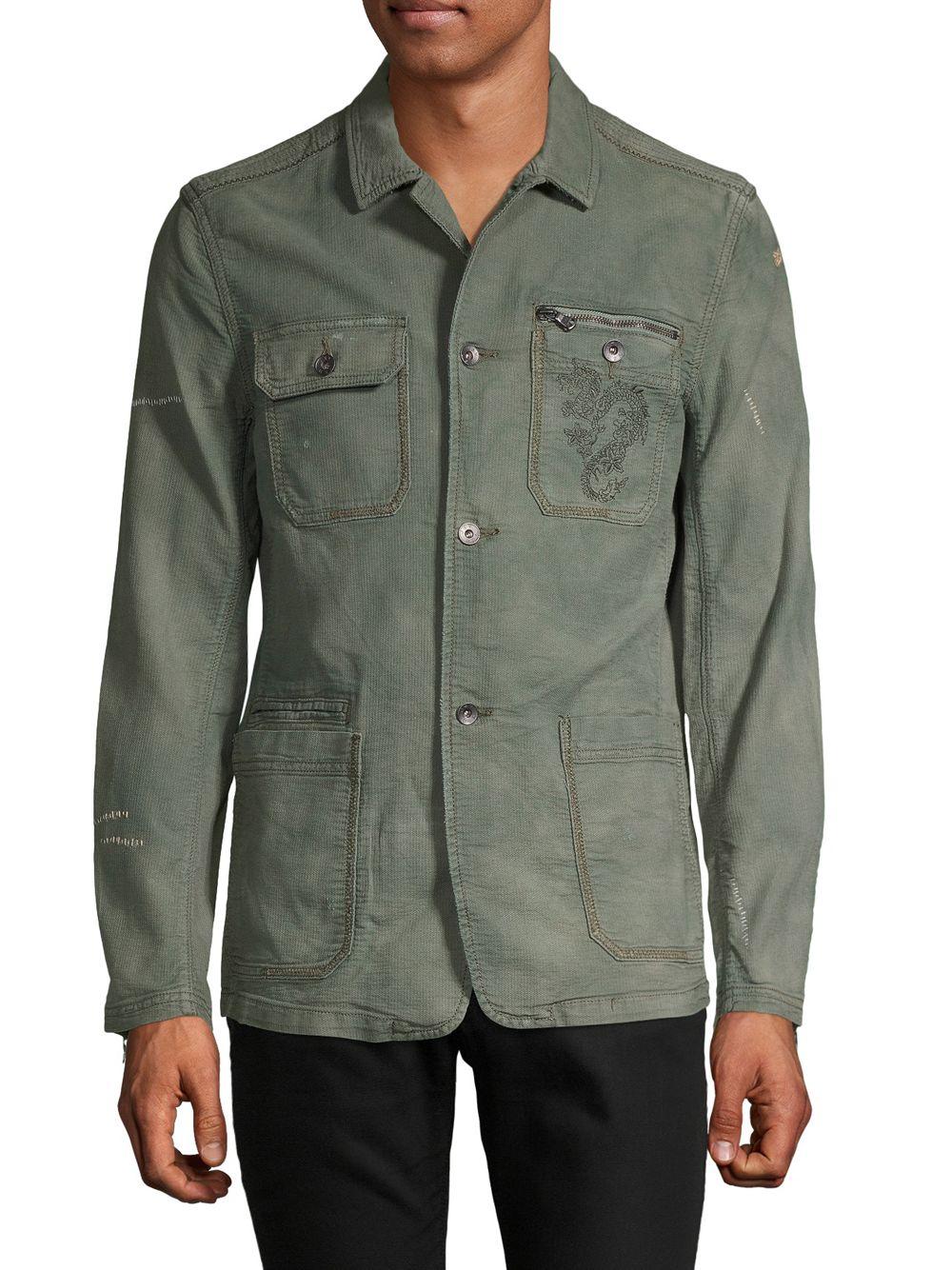 John Varvatos Cotton Garment Dyed Military Jacket in Green for Men Lyst
