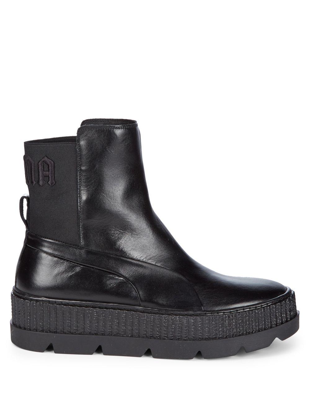 PUMA Fenty X Leather Ankle Boots in Black for Men - Lyst
