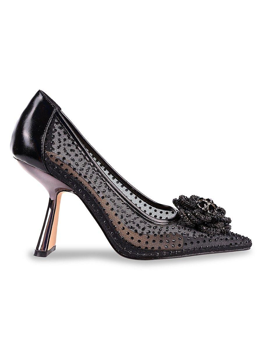 Lady Couture Sweet Rhinestone Embellished Mesh Pumps in Black | Lyst