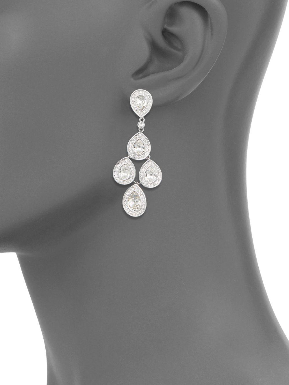 Long Crystal Earrings Elegant Earrings Clear Crystal Earrings Flower Earrings Quatrefoil Earrings Antique Silver Chandelier Earrings