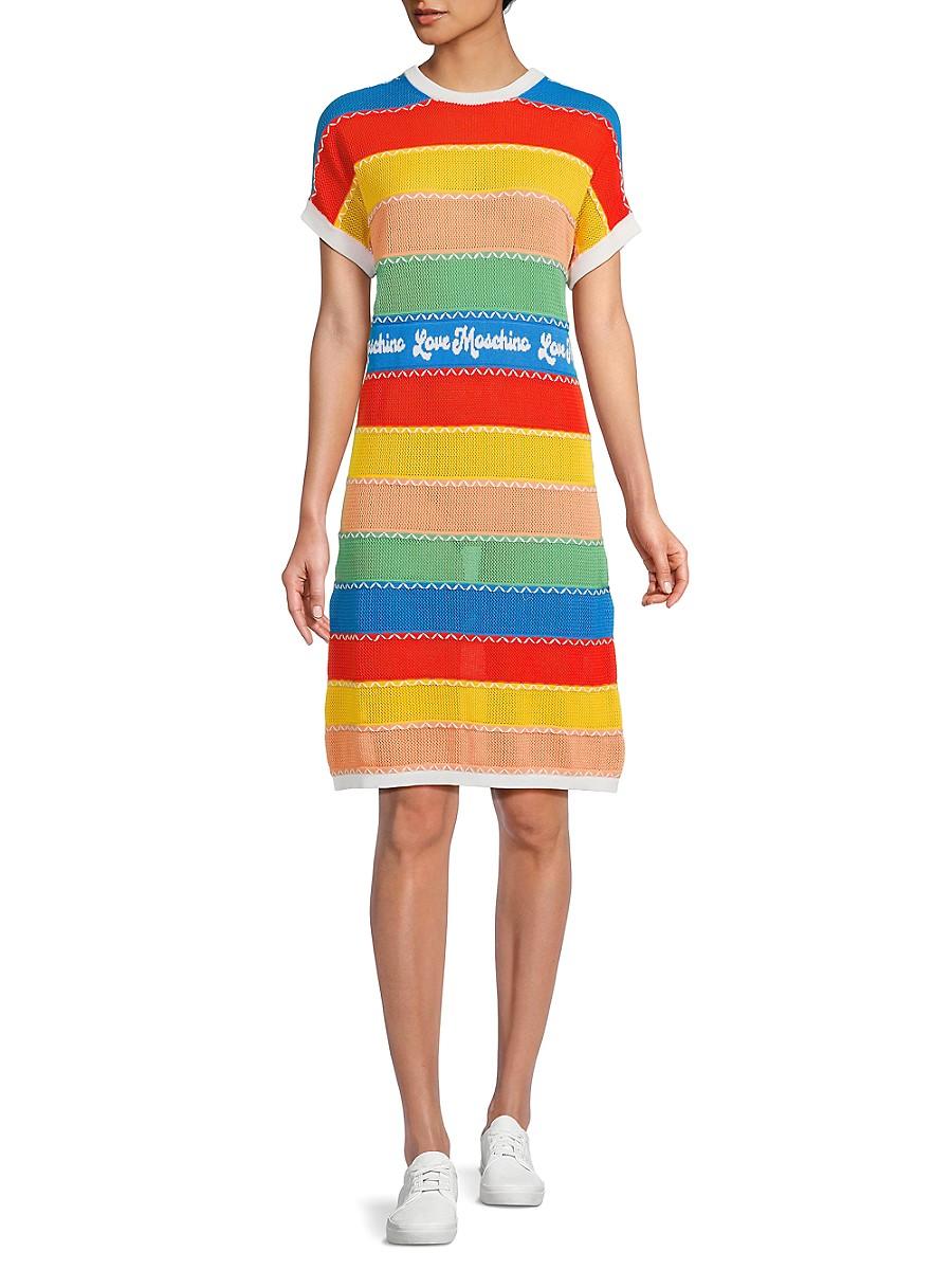Love Moschino Smarties Striped Knit Dress in Orange Lyst