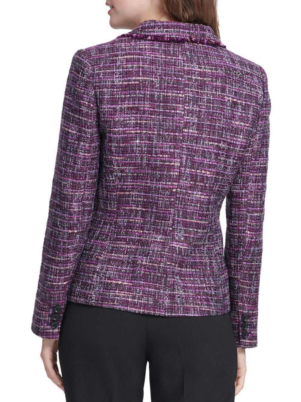 Donna Karan Tailored Tweed Blazer in Plum (Purple) Lyst