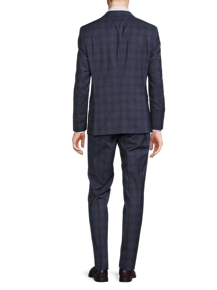 Gentleman Svig Kartofler BOSS by HUGO BOSS Slim Fit Check Virgin Wool Suit in Blue for Men | Lyst