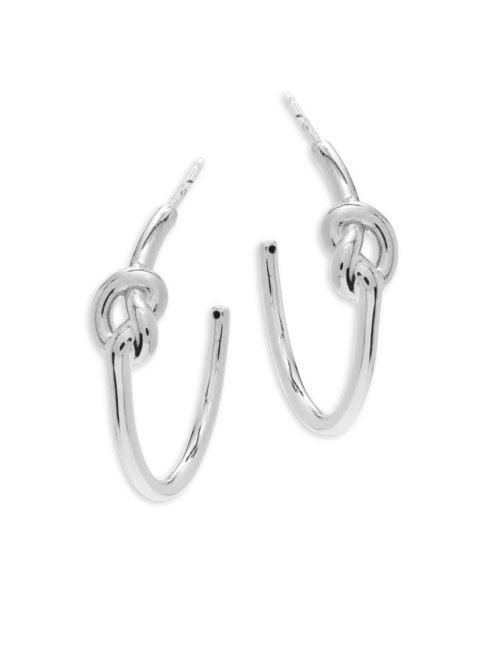 Lyst Saks Fifth Avenue Sterling Silver Knot Hoop Earrings 1in In Saks Fifth Avenue