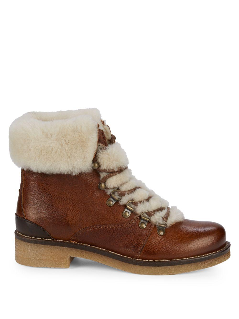 pajar gwen genuine shearling trimmed waterproof hiking boot