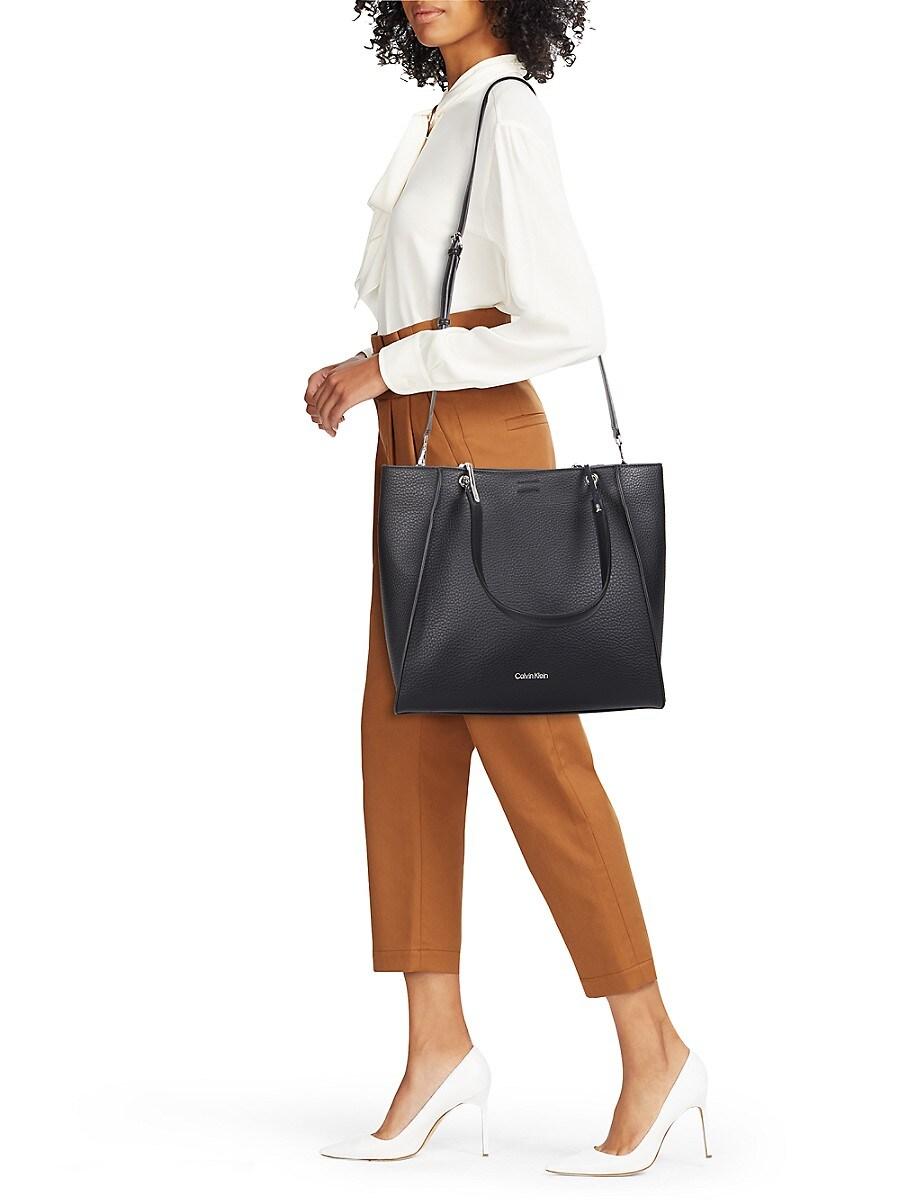 Calvin Klein Garnet Leather Tote in Black Lyst