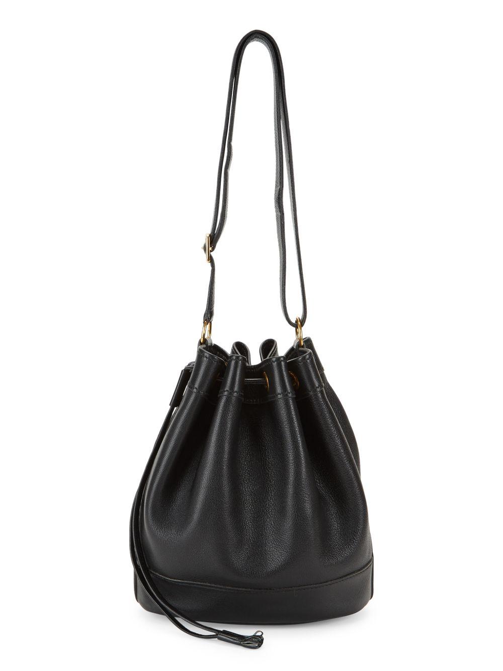 Hermès Vintage Gulliver Leather Bucket Bag in Black | Lyst