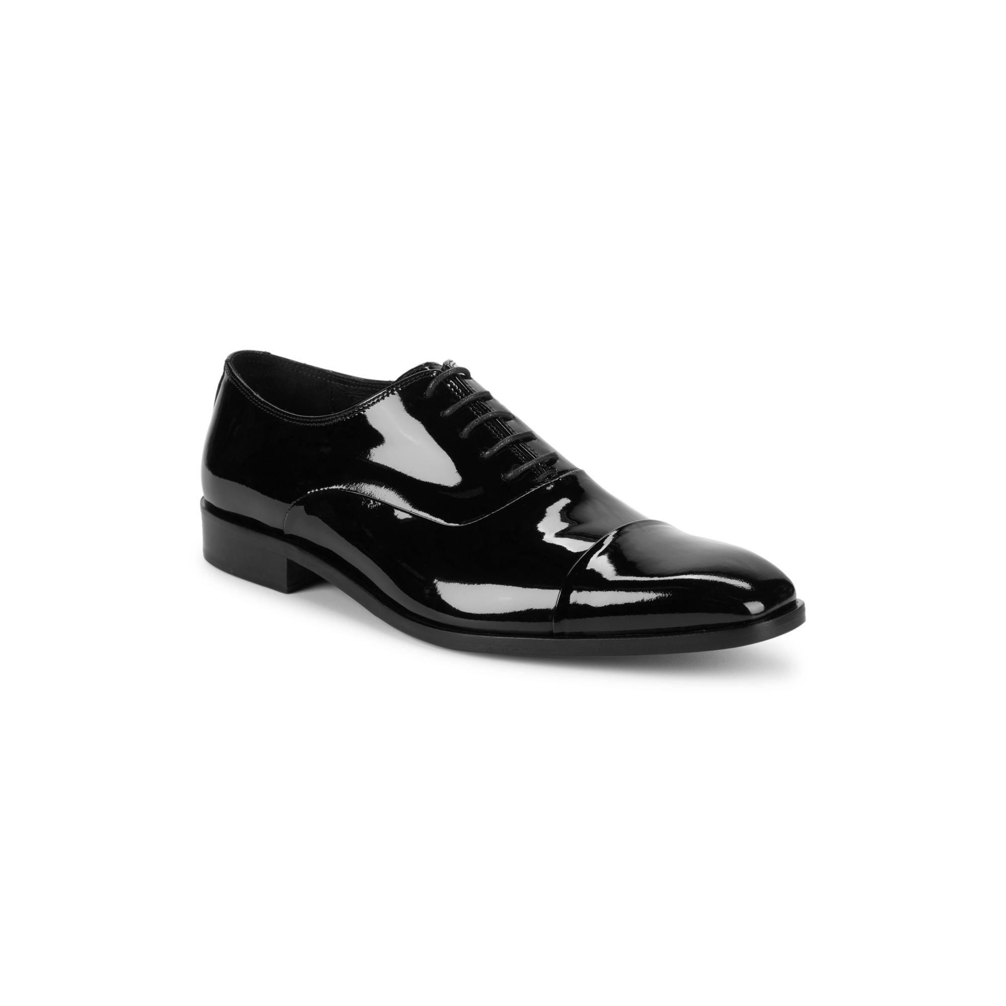 Saks Fifth Avenue Collection Patent Leather Oxfords in Black for Men ...