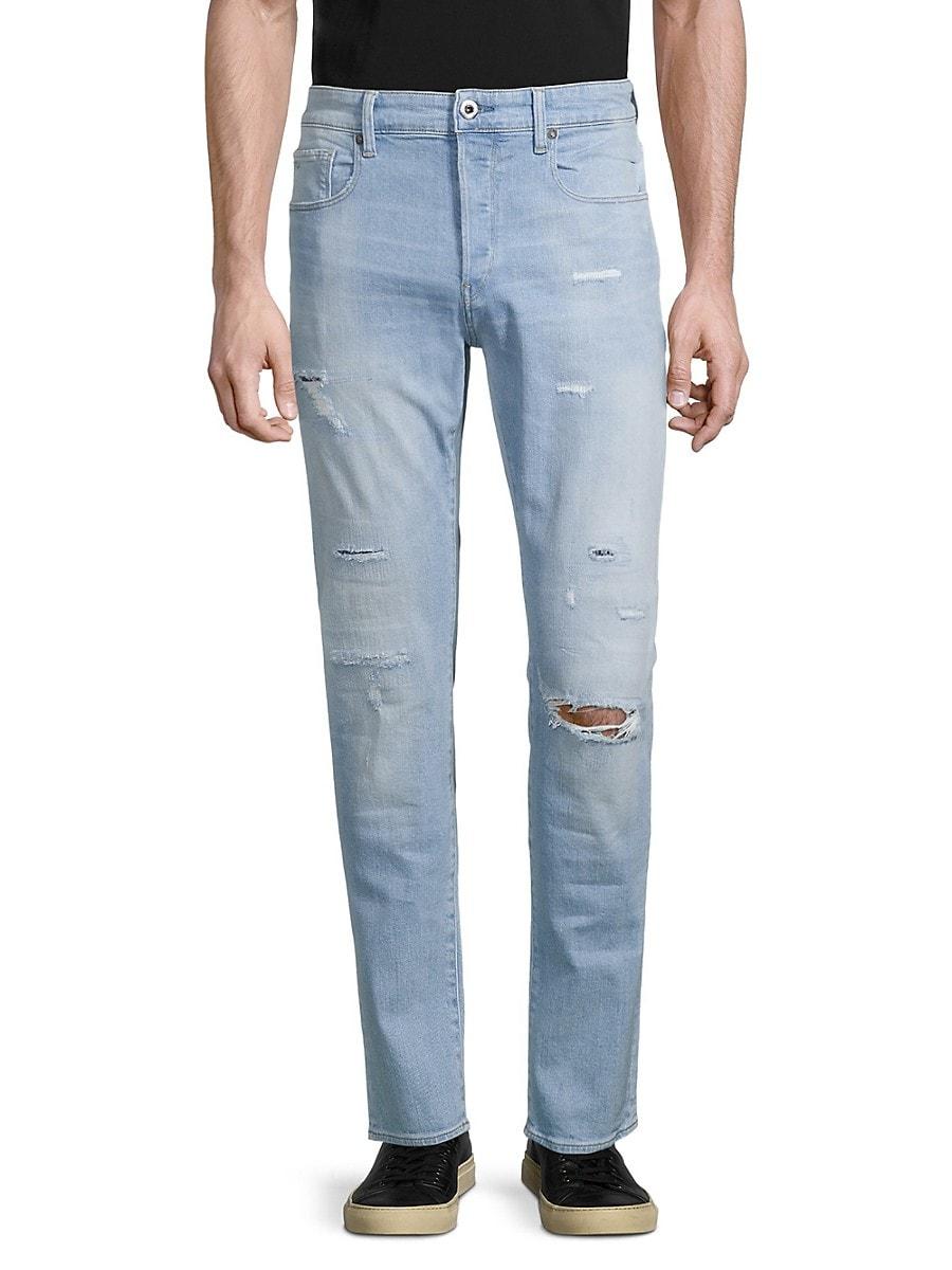 G-Star RAW 3301 Ripped Slim Straight Jeans in Blue for Men | Lyst