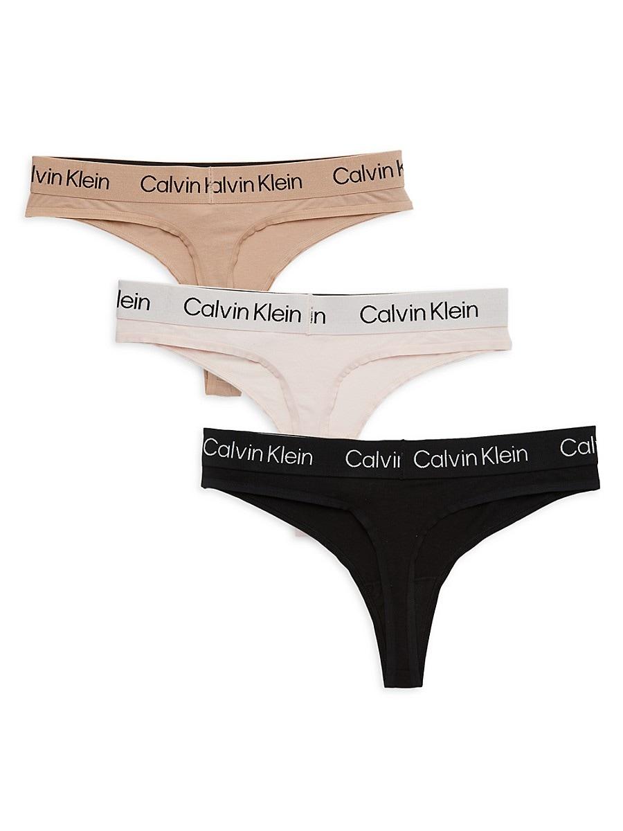 Calvin Klein 3-piece Logo Thong Briefs Set in White