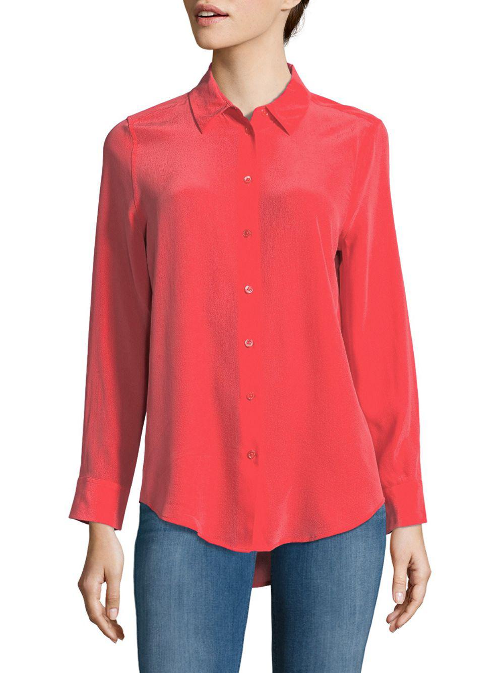 red silk button down red silk button down