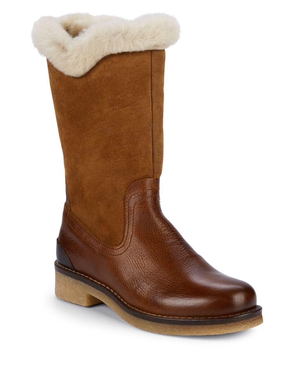 pajar gwen genuine shearling trimmed waterproof hiking boot