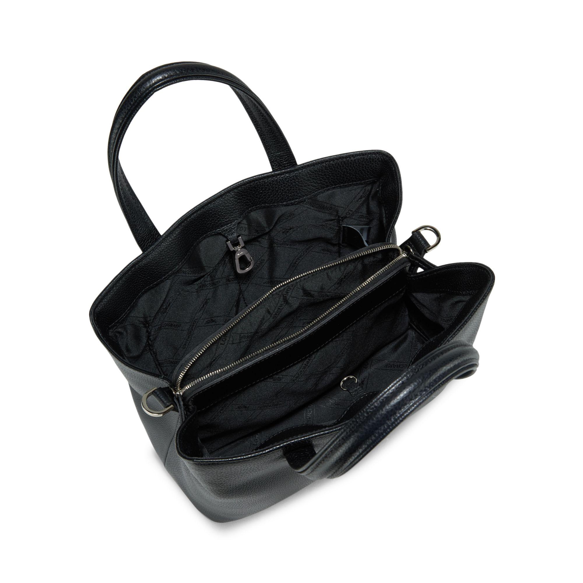 Longchamp Le Foulonne Leather Top Handle Bag in Black | Lyst