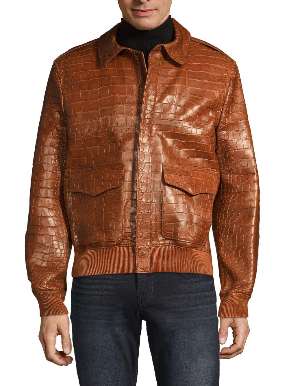 Ralph Lauren Purple Label Henfield Alligator Leather Jacket in Brown for  Men | Lyst