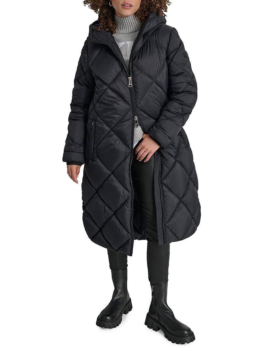 新作セール DKNY Diamond Quilted Coat ダウンジャケット DKNY Women's Hooded Diamond Quilted Coat - Macy's