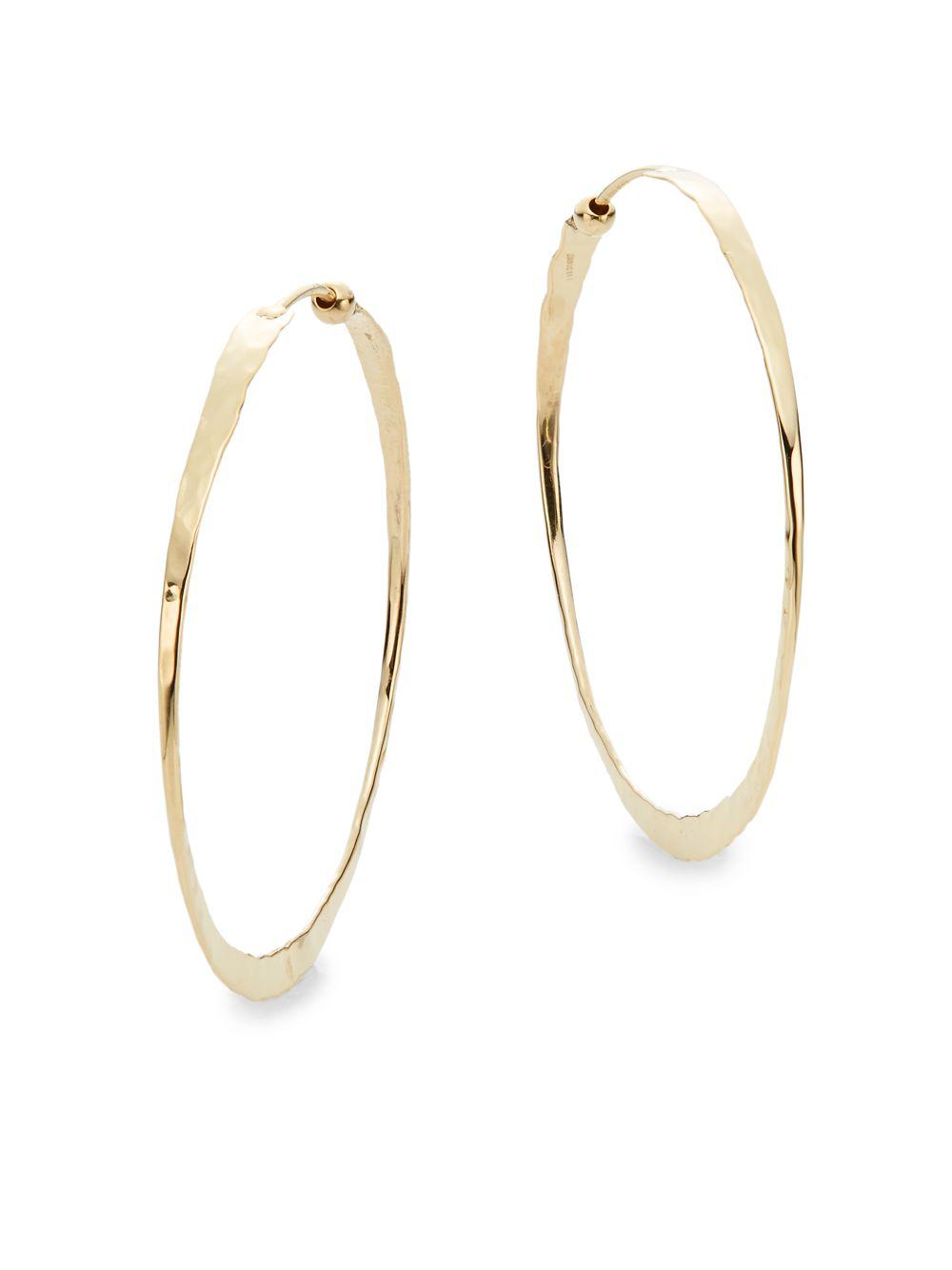 Lyst Saks Fifth Avenue 14k Yellow Gold Hammered Hoop Earrings In Saks Fifth Avenue Women S Metallic 14k Yellow Gold Hammered Hoop Earrings
