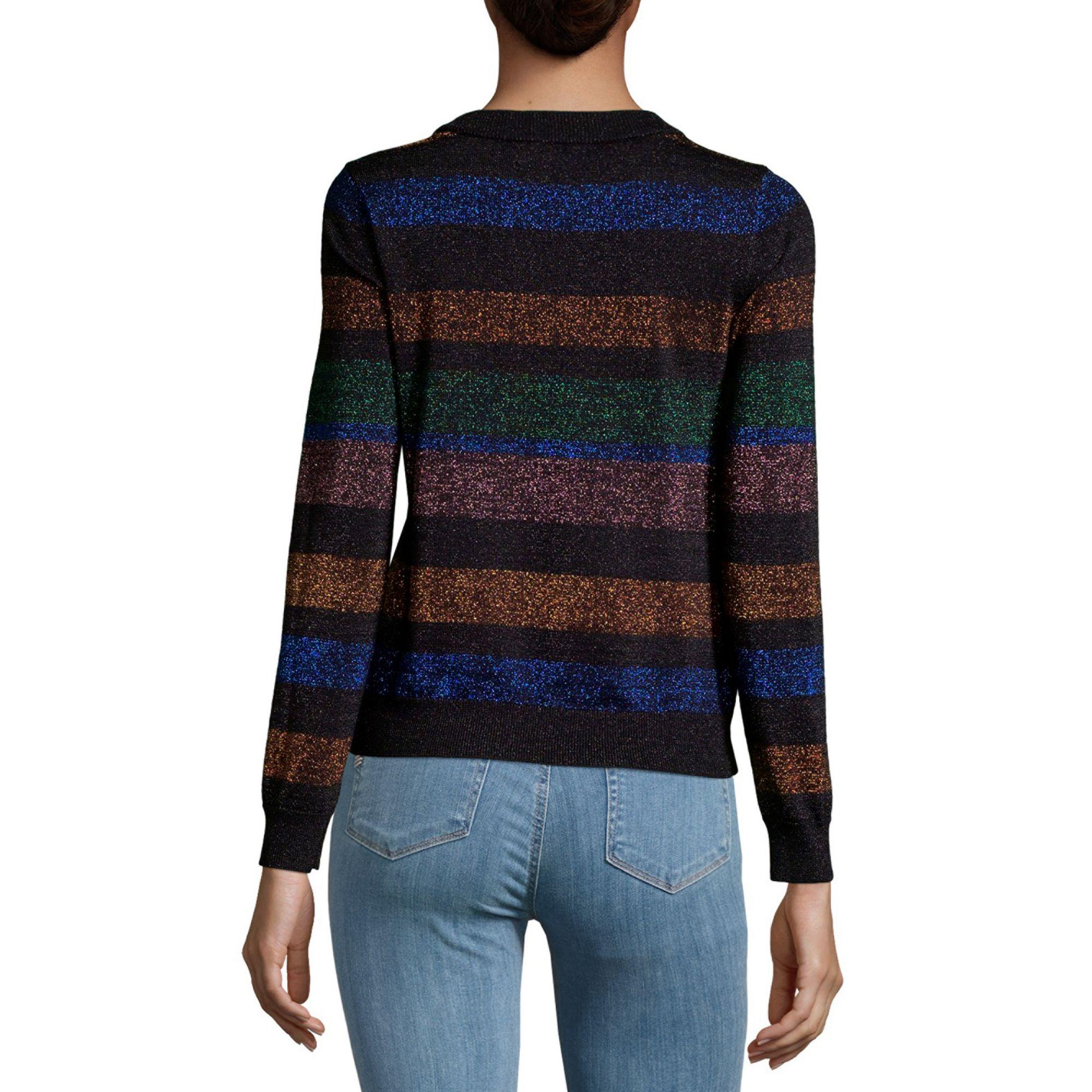 Lea & Viola Synthetic Striped Sweater in Black Stripe (Black) - Lyst