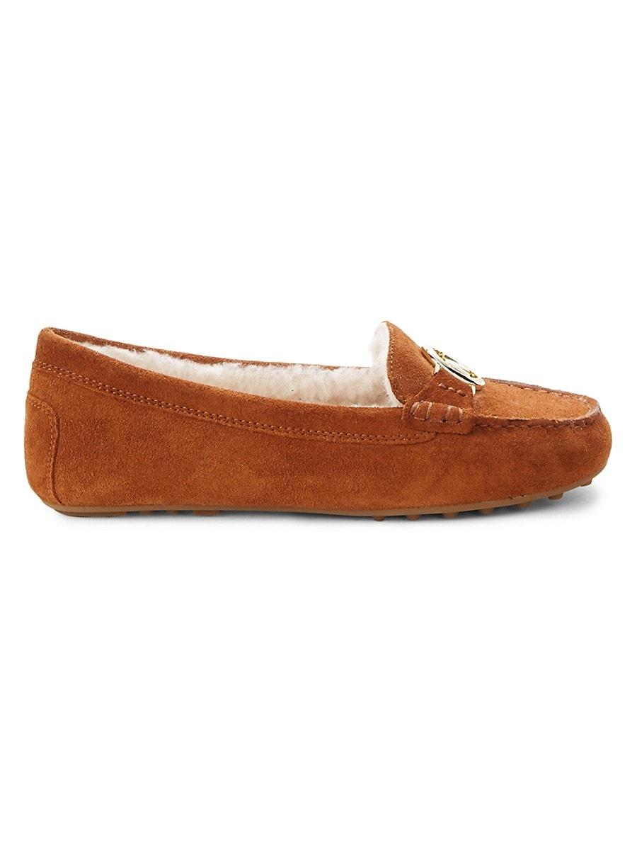 MICHAEL Michael Kors Molly Faux Fur-lined Suede Loafers in Brown | Lyst