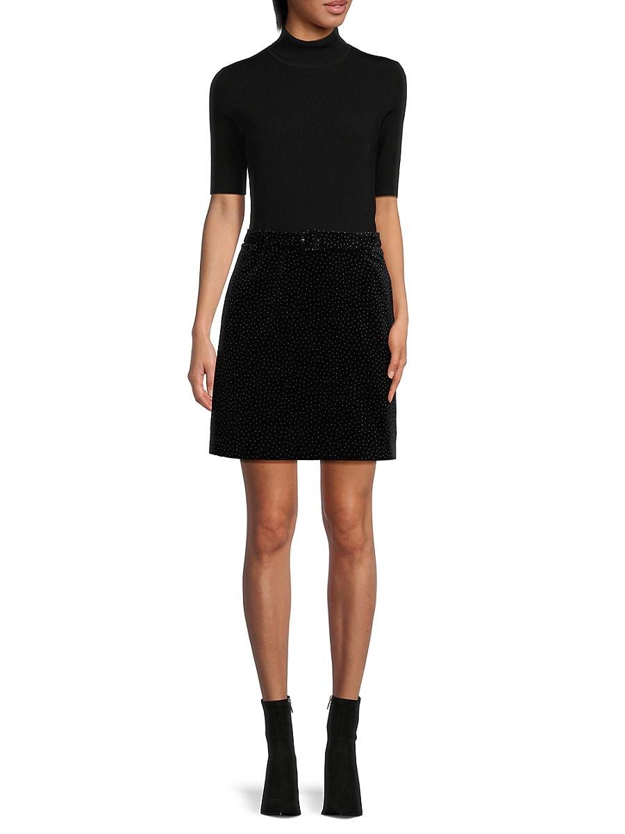 Theory Studded Mini Twofer Dress in Black