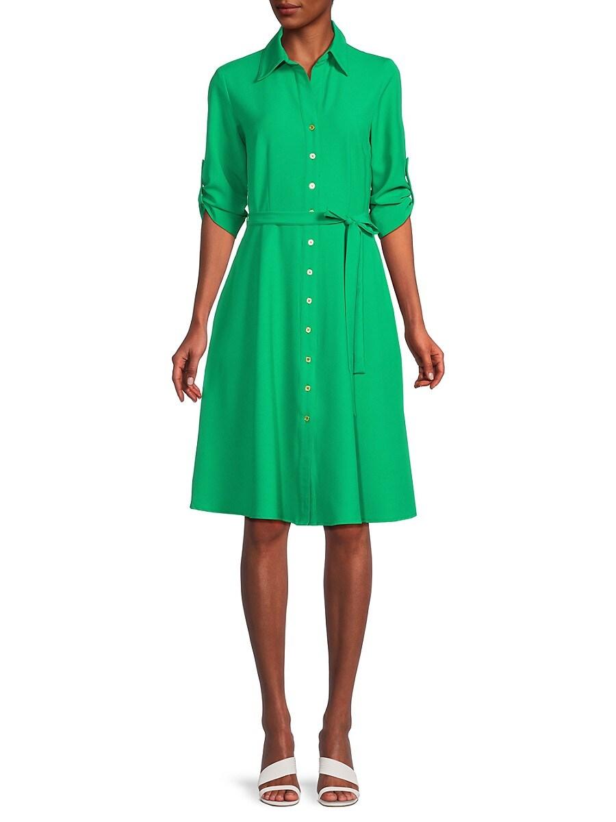 Sharagano Belted A-line Shirt Dress in Green | Lyst