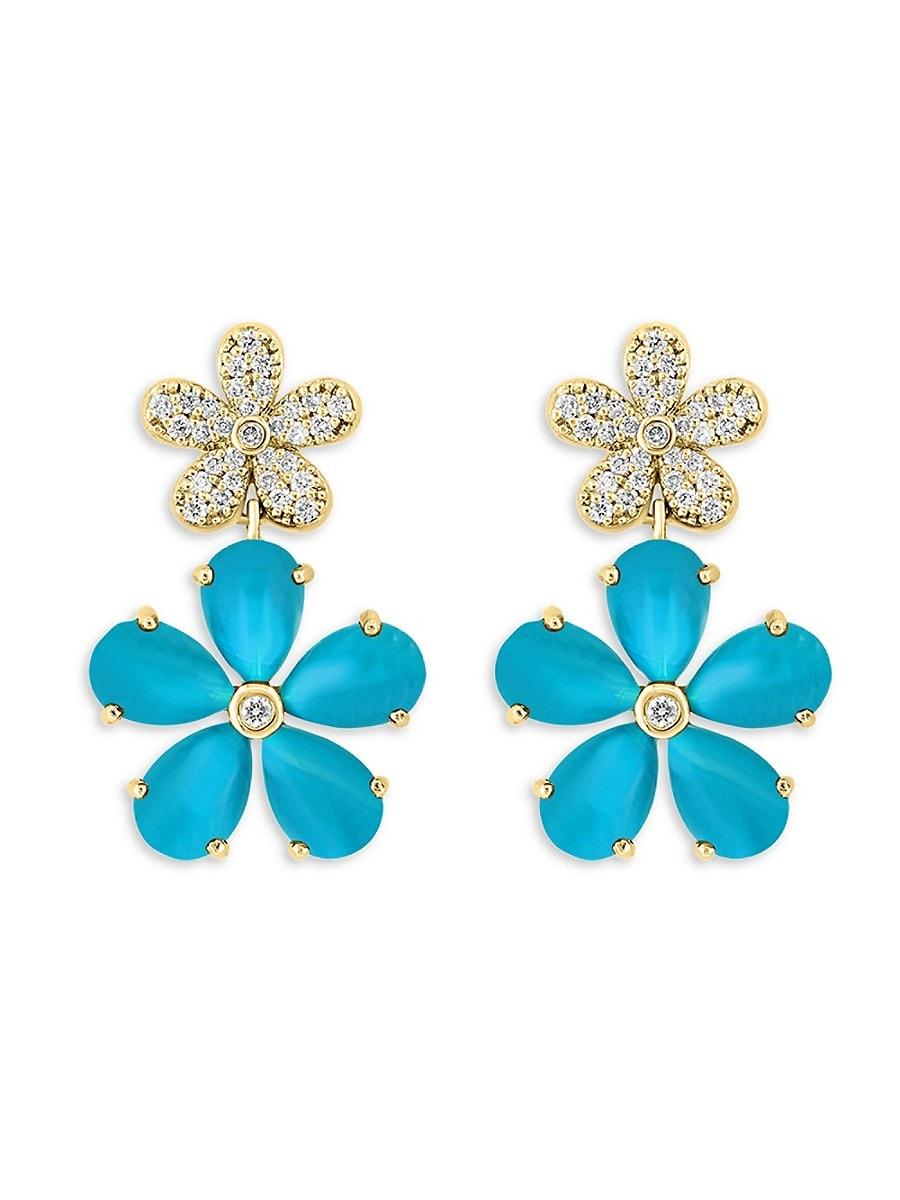 Diamond flower drop earrings clearance