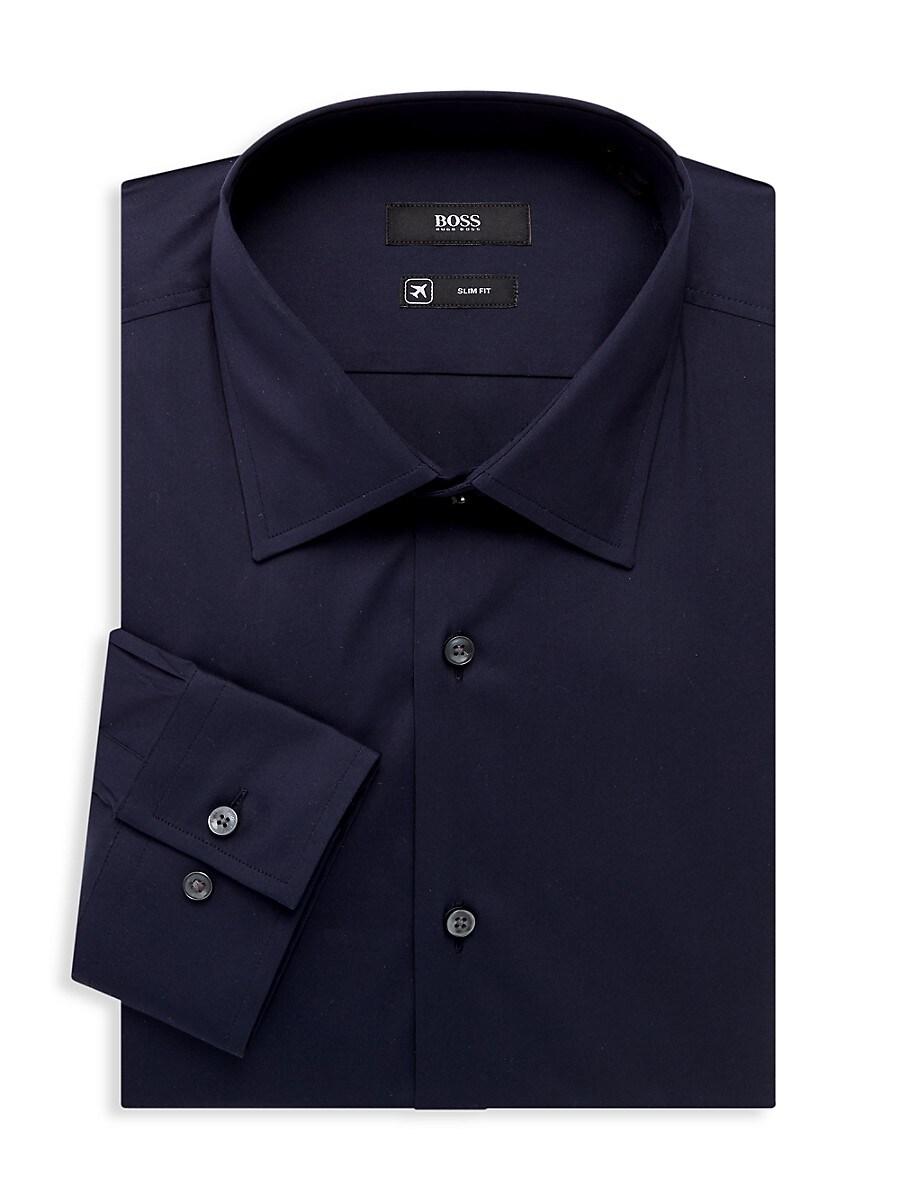 BOSS by HUGO BOSS Cotton Jango Slim-fit Dress Shirt in Navy (Blue) for Men  | Lyst