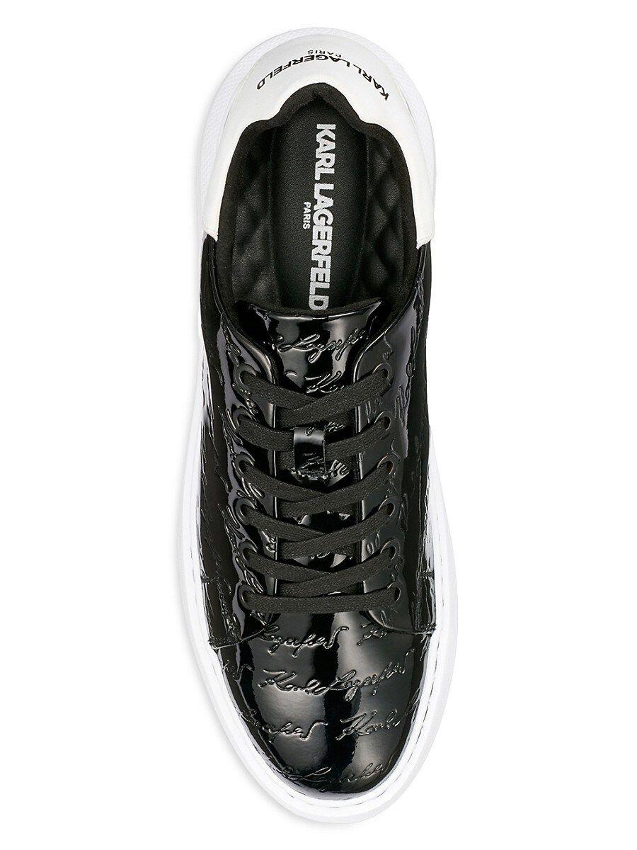 Karl Lagerfeld Logo Embossed Patent Leather Sneakers in Black for Men Lyst